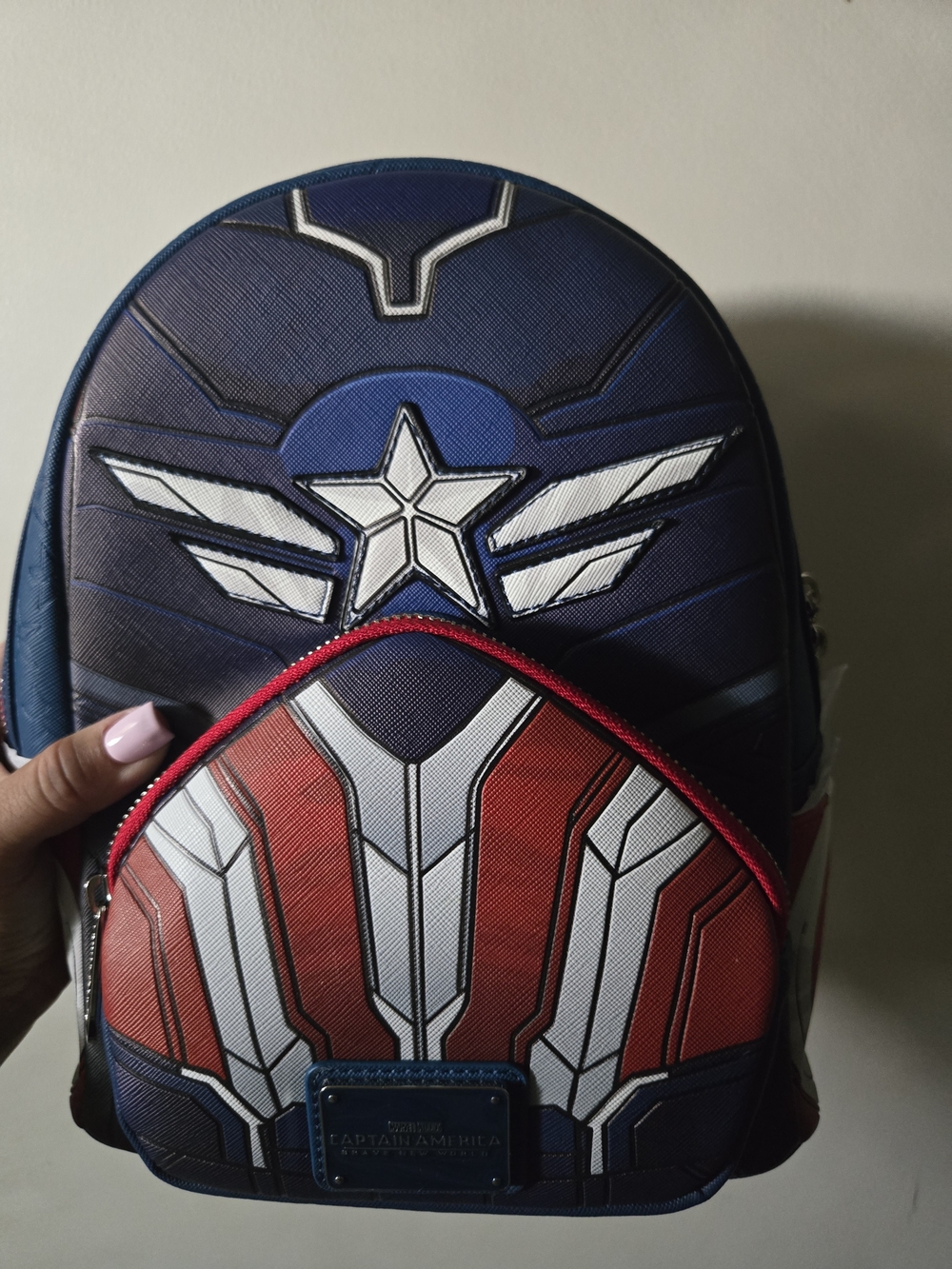 Disney Captain America Inspired Navy Blue, Red and White Mini Backpack
